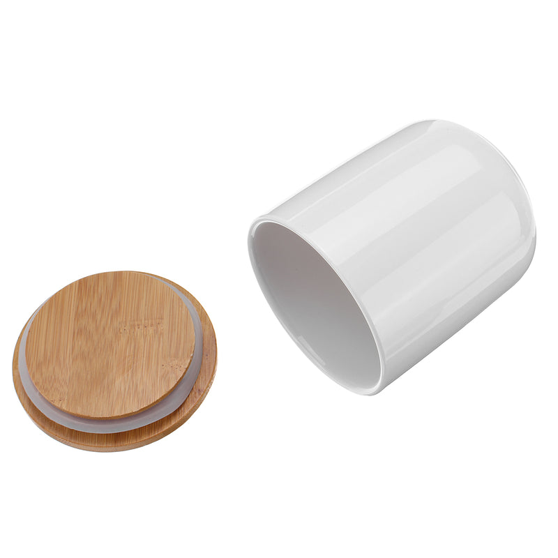 Ceramic Storage Jars Wooden Lids Sugar Tea Coffee Canisters Kitchen Container