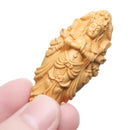 Boxwood Wood Carving Kwan-yin Statue Bodhisattva Sculpture Pendant