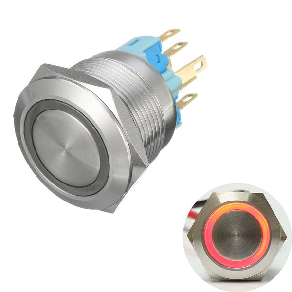 12V 6 Pin 22mm Led Light Metal Push Button Momentary Switch Waterproof  Switch