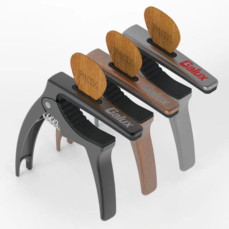 Galux GC-500A 3 in 1 Guitar Capo with Nail Puller Picks Hidden Slot for Folk Guitar