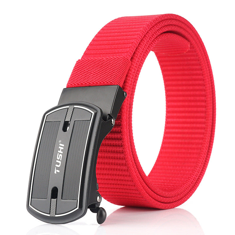 TUSHI 125cm x 3.4cm Punch Free Automatic Quick Release Buckle Tactical Belt Casual Belts