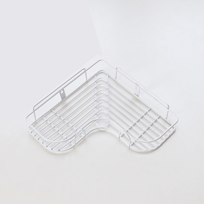 Black/White Nordic Simple Punch-free Wrought Iron Storage Rack Bathroom Kitchen Organizer