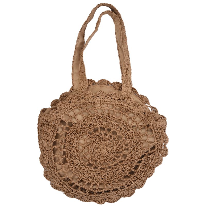 New Fashion Women Summer Round Rattan grass Bags Beach Shoulder Bags Handba D3Z2