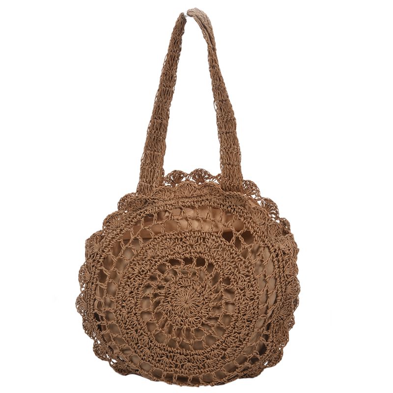 New Fashion Women Summer Round Rattan grass Bags Beach Shoulder Bags Handba D3Z2