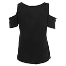 Women's New Fashion T-Shirt Sexy Off Shoulder Feather Print Short Sleeve Su C8D6