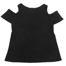 Women's New Fashion T-Shirt Sexy Off Shoulder Feather Print Short Sleeve Su C8D6