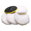 5Pcs Polisher/Buffer kit Soft Wool Bonnet Pad White:6 inch N5B6