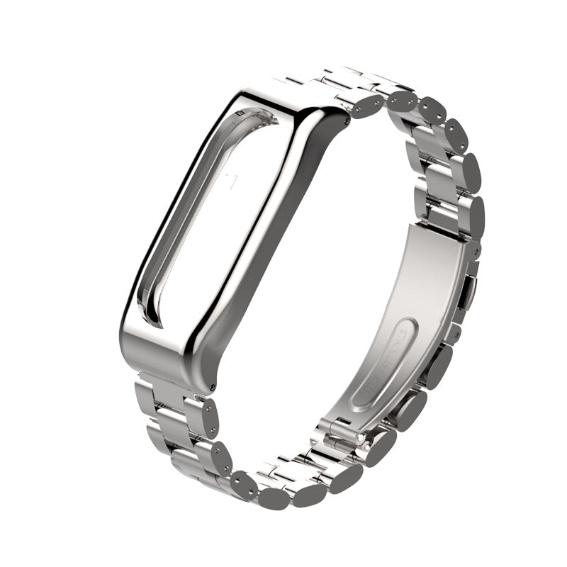 Mijobs Classic Three-bead Wristband Replacement Metal Watch Band for Xiaomi mi band 2 Smart Watch