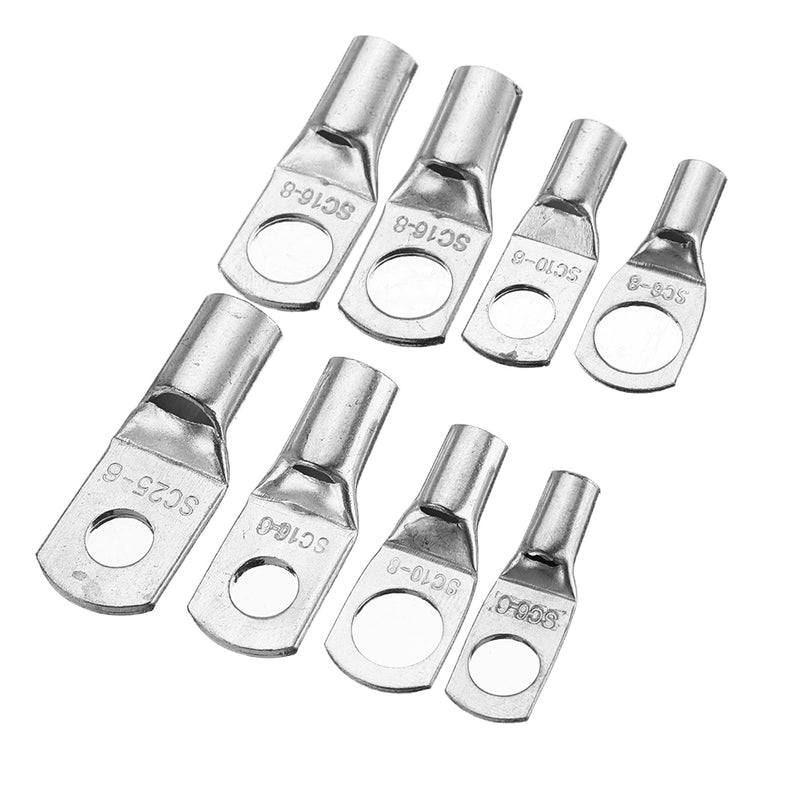 60Pcs Silver SC Bare Terminals lug Tinned Copper Tube Lug Ring Seal Battery Wire Connector Bare Cable Crimped/Soldered Terminal Kit
