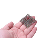 50 Bronze Tone Square Filigree Wraps Connectors 40mm