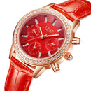 LIGE 9812 Elegant Design Date Display Ladies Wrist Watch Diamonds Leather Band Quartz Watches