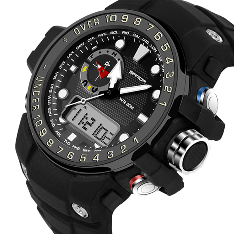 SANDA 399 Dual Display Digital Watch Calendar Luminous Display Alarm Clock Watch Outdoor Sport Watch