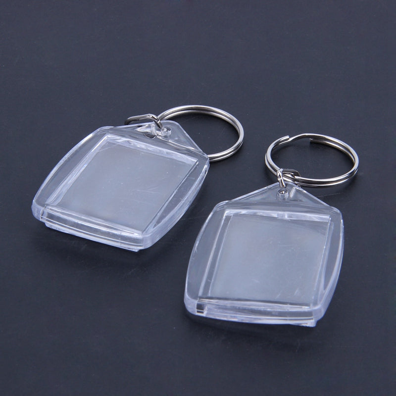 5x Clear Acrylic Blank Keyrings Insert Passport Photo Keychain Keyfob E9K5
