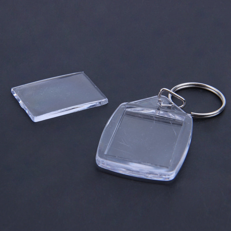 5x Clear Acrylic Blank Keyrings Insert Passport Photo Keychain Keyfob E9K5