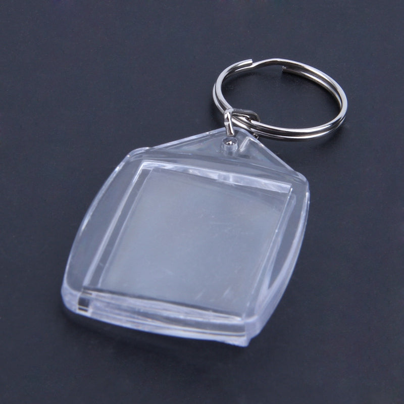 5x Clear Acrylic Blank Keyrings Insert Passport Photo Keychain Keyfob E9K5