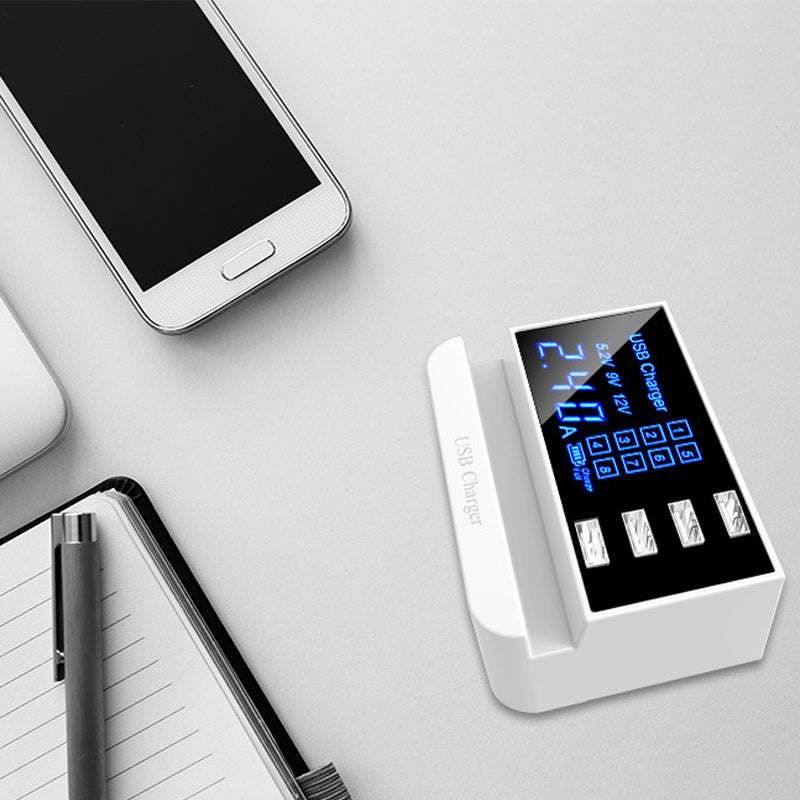 LCD Display 1.9 Inch  4 USB Smart Wall Charger USB Charger Power Adapter Desktop Charging Station Phone Charger Smart IC technology USB Ports Charger