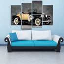 Miico Hand Painted Four Combination Decorative Paintings Retro Yellow Car Wall Art For Home Decoration
