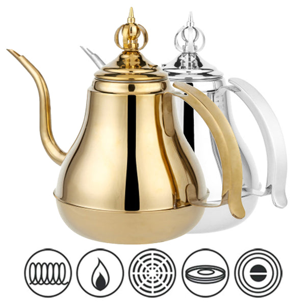 1.2/1.8L Stainless Steel Coffee Drip Pot Gooseneck Kettle Teapot with Filter Induction Cooker Tea Kettle