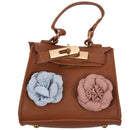 1x Brown PU leather female mini flower chain bag / shoulder diagonal bag /  S2D2