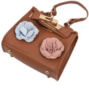 1x Brown PU leather female mini flower chain bag / shoulder diagonal bag /  S2D2