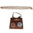 1x Brown PU leather female mini flower chain bag / shoulder diagonal bag /  S2D2