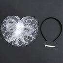 Flower Feather Fascinator Headband Hat Wedding Prom Ladies, White G8G4