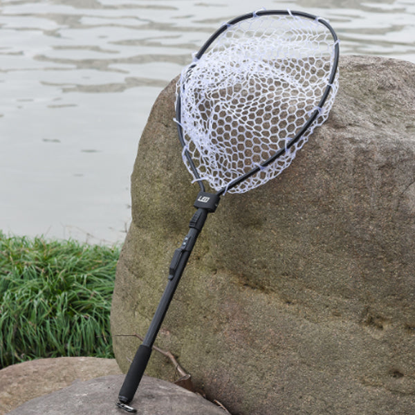LEO Folding Fish Net Ultra-light Aluminum Alloy Rubber Mesh Catch Tackle Tool Fishing Accessories