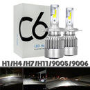 2pcs 12V/24V C6 LED Bulb H1/H4/H7/H11/9005/9006 White Headlights 72W 7200Lm COB Headlamp Auto Fog Light Lamp Bulb