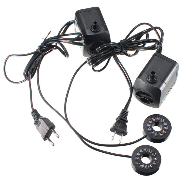 800L/H 210 GPH Submersible Water Pump For Aquarium Fish Tank Pond Fountain With 12 LED Lights
