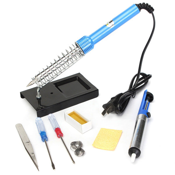 9Pcs 220V 60W Electric Iron Suit Electrical Welding Repair Soldering Tool Home Rosin Tweezers