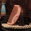 Wooden Comb Double-Sided Carving Peach Wood Comb Tassel Nanmu Mahogany Massage Hair Scalp Hair Care
