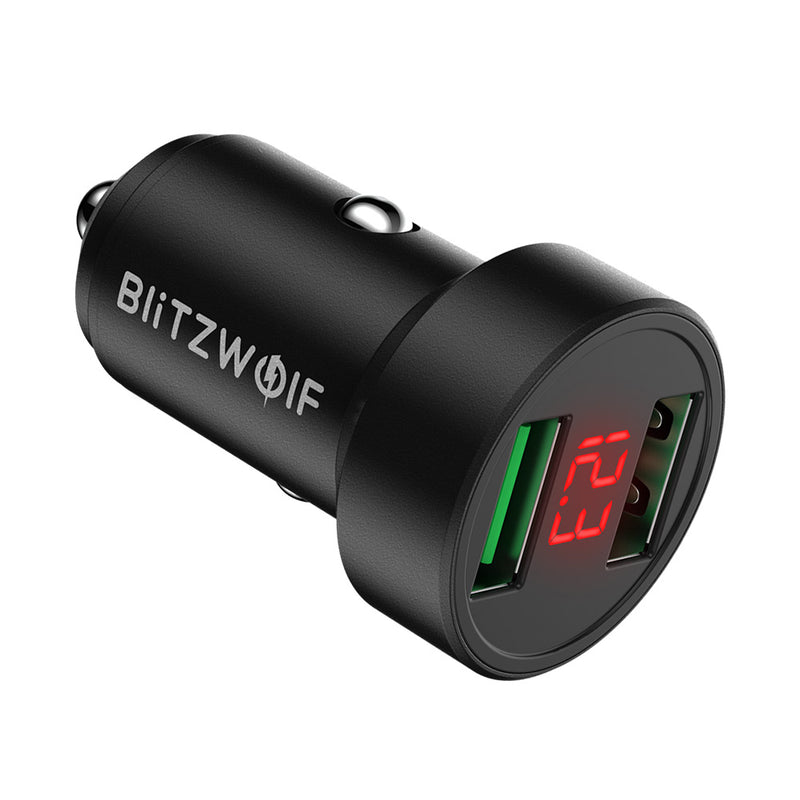 BlitzWolf BW-SD6 24W QC3.0 QC2.0 Dual USB Mini Car Charger for iPhone 11 Pro XS for Samsung Xiaomi Mi8 Pocophone F1