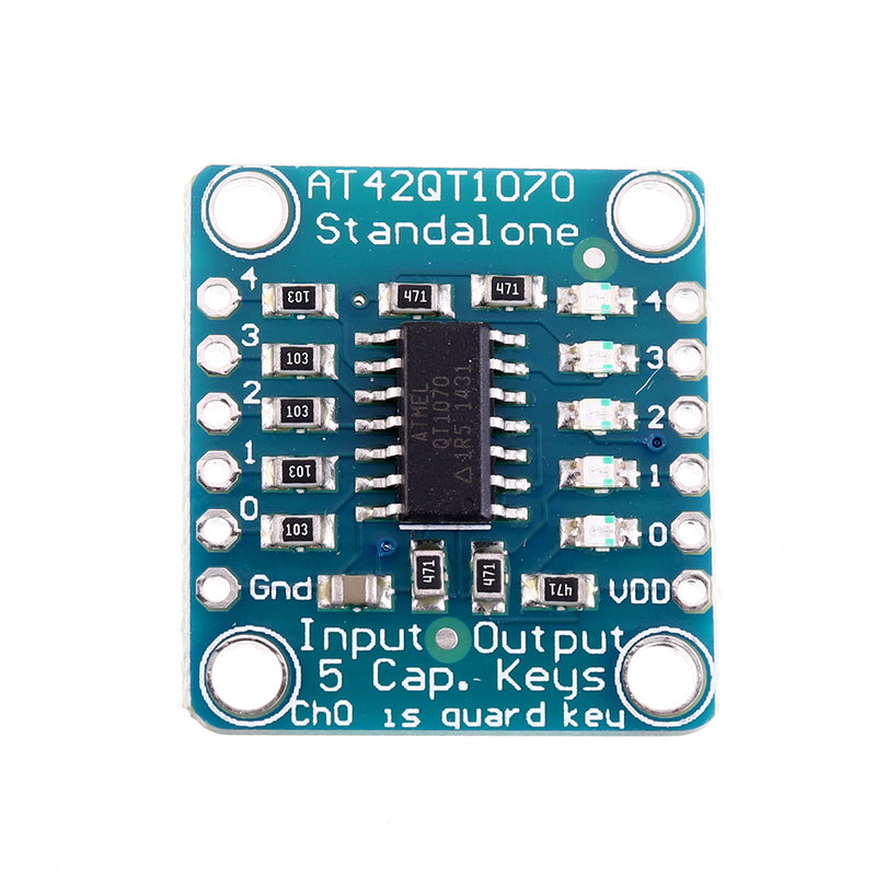 5pcs AT42QT1070 5-Pad 5 Key Capacitive Touch Screen Sensor Module Board DC 1.8 to 5.5V Power For Standalone Mode