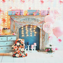 5x3ft Pink Balloon Fireplace Cabinet Photography Backdrop Studio Prop Background