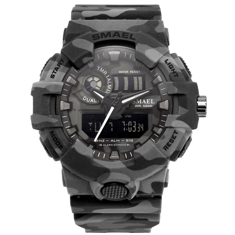 SMAEL 8001 Digital Watch Camouflage Militray Dual Display Men Sports Outdoor Wrist Watch