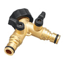 3/4" Brass 2 Way Hose Manifold Quick Connector Nozzle Y-Type Tap Water Splitter Garden Faucet Watering Pipe Adapter