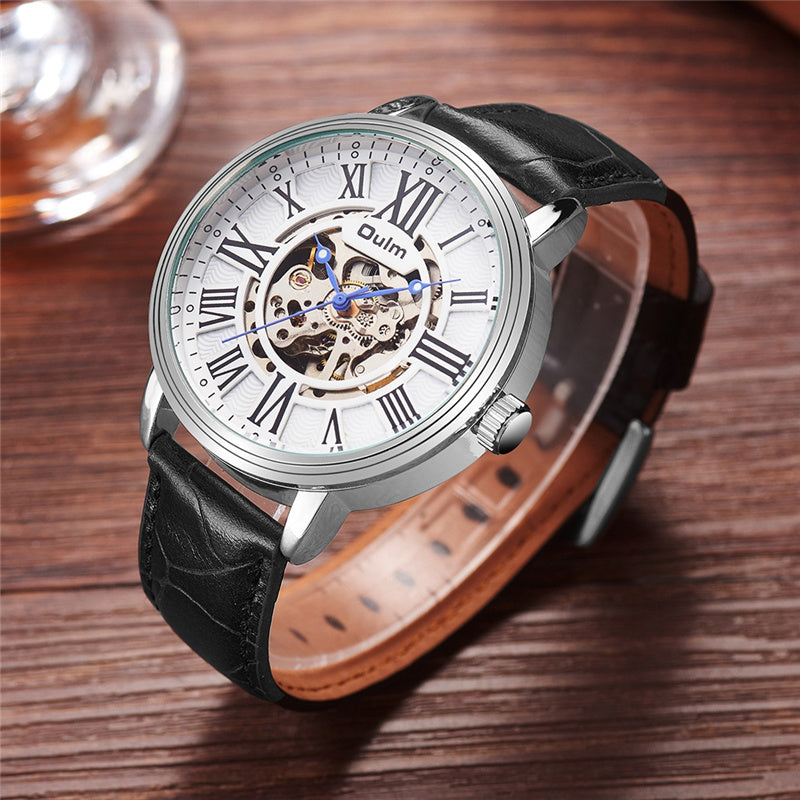 OULM 3688 Genuine Leather Automatic Mechanical Watch Business Style Male Wrist Watch