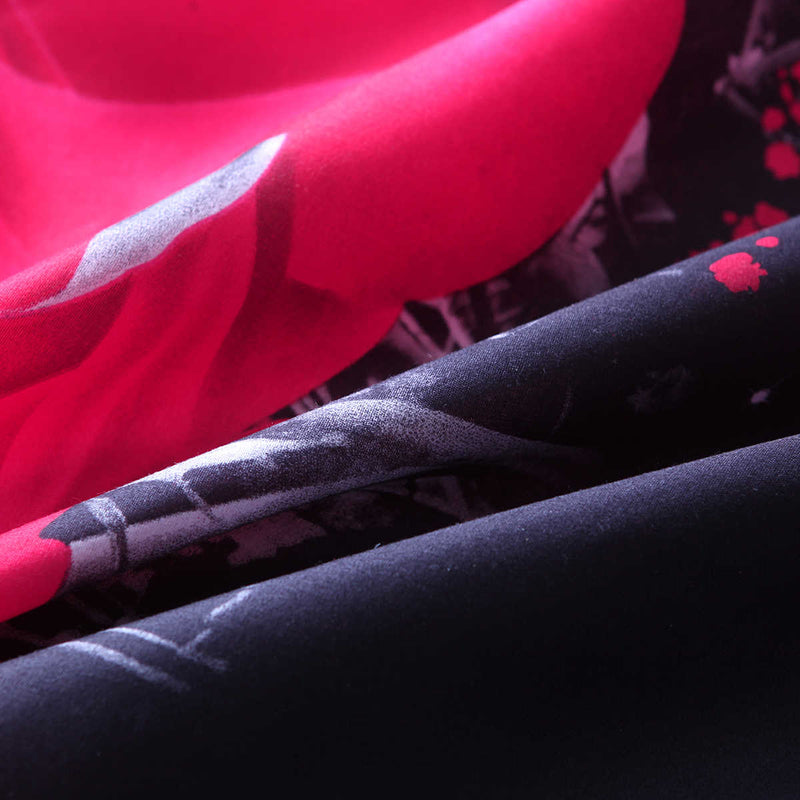 3 PCS Bedding Sets 3D Floral Rose Printing Quilt Cover Pillowcase For Full Size