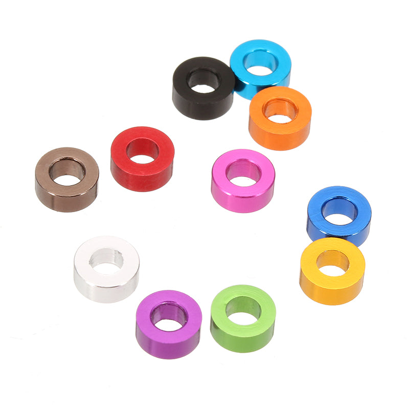 Suleve M3AN3 10Pcs M3 Thickening Flat Grommet Gasket Washer Spacer Multi-color Aluminum alloy
