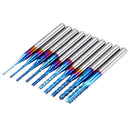 Drillpro Upgrade 10pcs 0.8-3mm Blue NACO Coating PCB Milling Cutter Engraving Carbide Bits for CNC Engraving Machine
