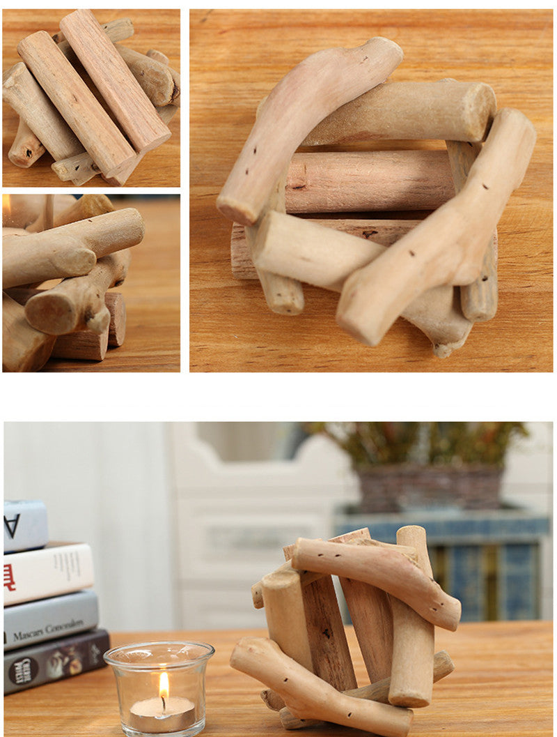 Wooden Candle Holder Home Room Decorations Ornament