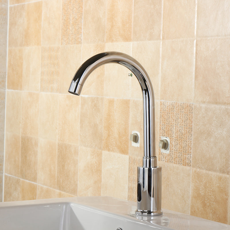 Automatic Sensor Water Tap Single Cold 360 Degree Swivel Faucet Basin Sink Mount Bathroom