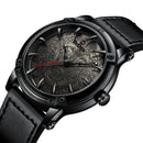 BIDEN BD0185 Wolf Dial Display Fashionable Men Wrist Watch Analog Leather Band Quartz Watch