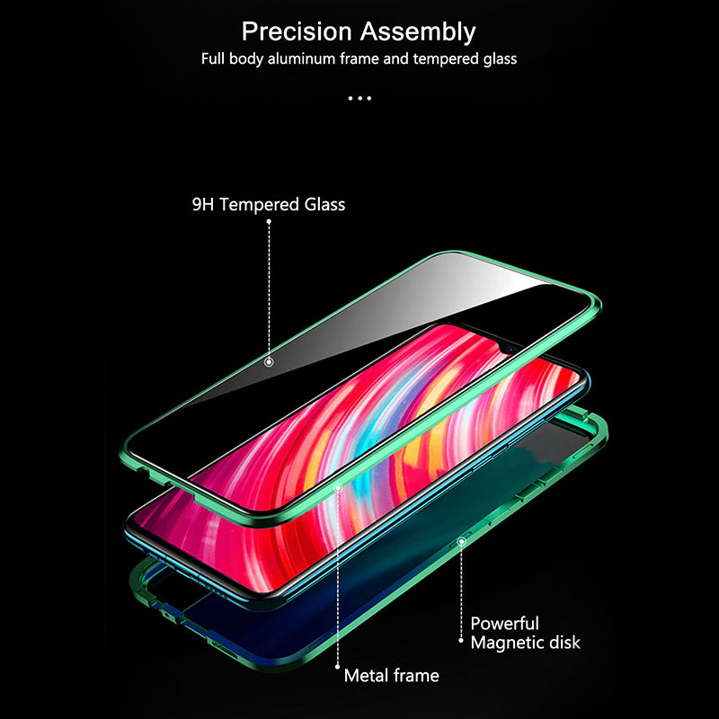 Bakeey Xiaomi Redmi Note 8 360 Curved Screen Front+Back Double-sided Full Body 9H Tempered Glass Metal Magnetic Adsorption Flip Protective Case