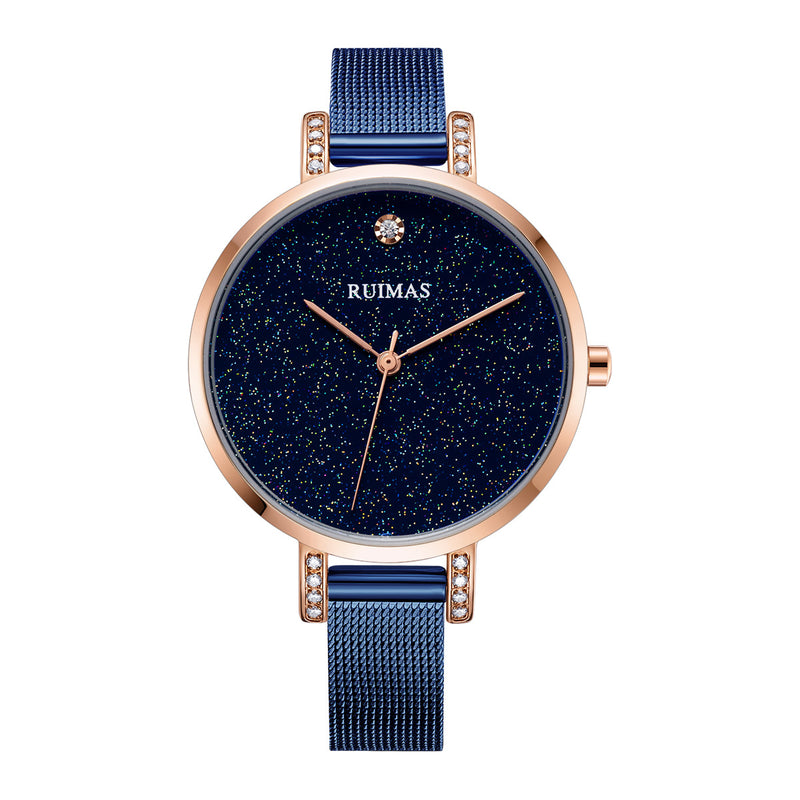 RUIMAS 523 Fashion Women Watch Light Luxury Hardlex Mirror Stainless Steel Strap Quartz Watch