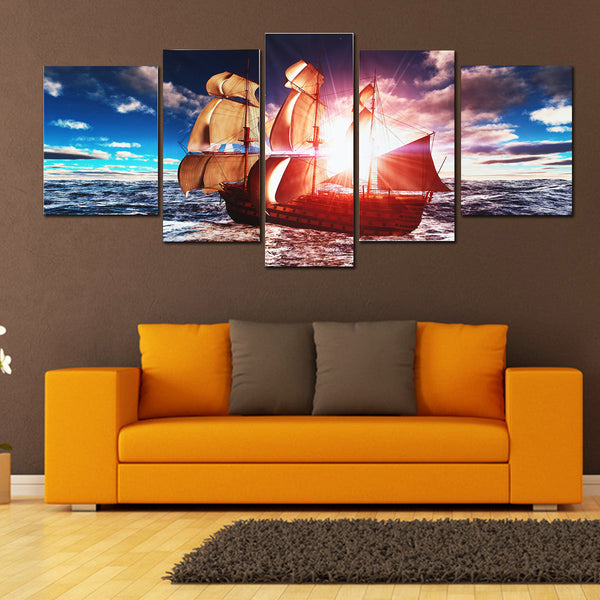 5PCS Uframed Sunset Modern Art Canvas Oil Paintings Pictures Print Home Wall Decor