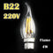 B22 C35 4W COB White/Warm White  Filament Bulb Edison Retro Glass Lamp Non-Dimmable AC 220V