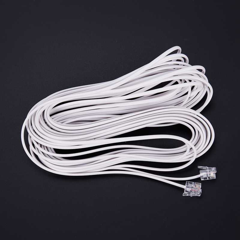 1pcs 10m RJ11 Telephone Connector Extension Cable White N7Y5