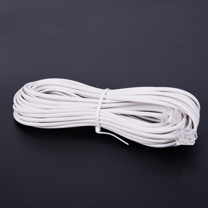 1pcs 10m RJ11 Telephone Connector Extension Cable White N7Y5