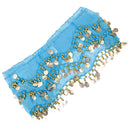 Womens Belly Dance Fancy Dress Clothing Costume Outfit Hip Scarf Wrap Belt Skirt with 128 False Gold Coins Baby Blue